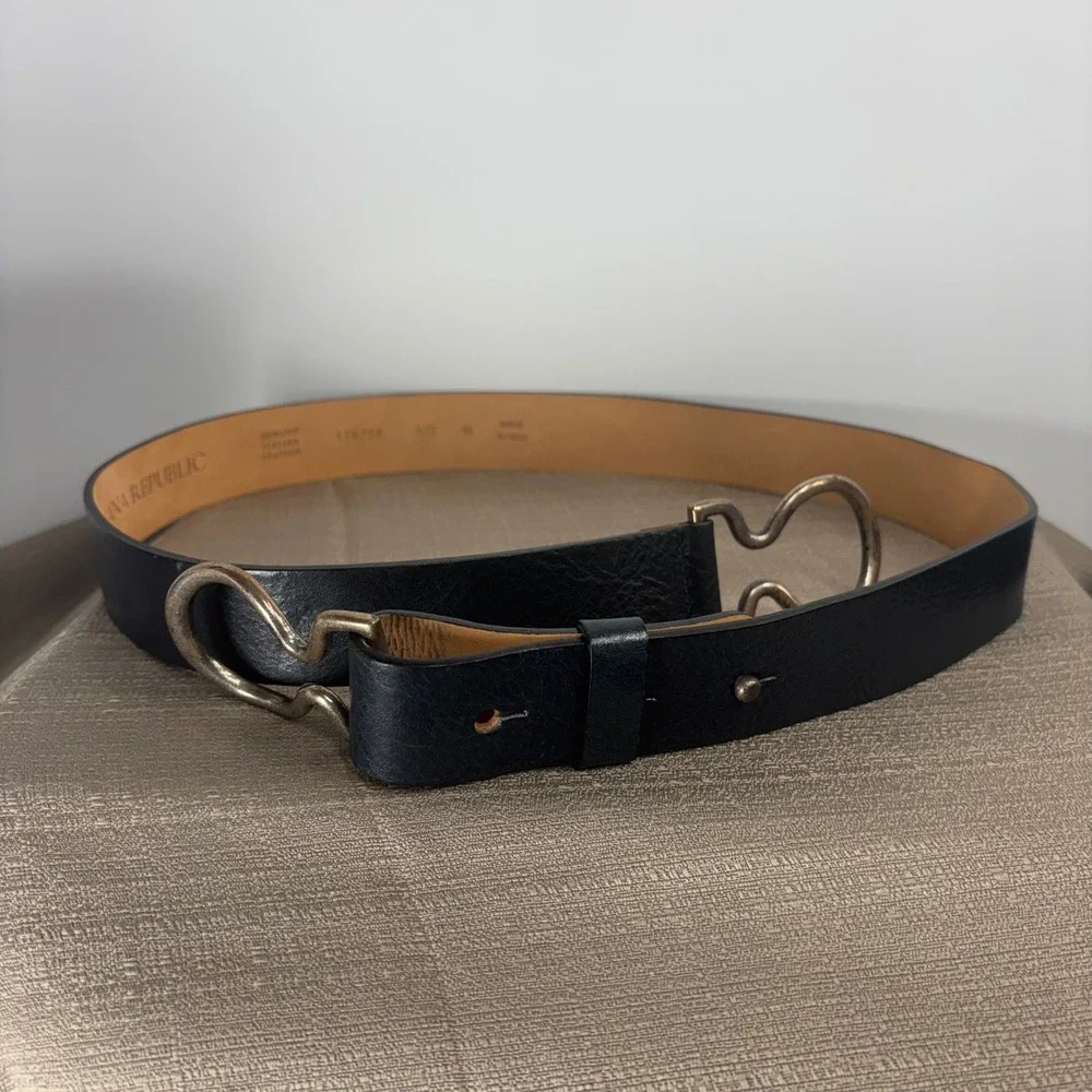 Banana Republic Leather Belt Womens M Navy Blue Good Equestrian